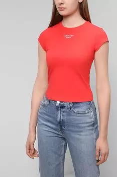 Приталенная футболка из хлопка Calvin Klein Jeans