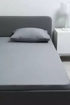 Простыня хлопковая натяжная Melange Indigo 21maison