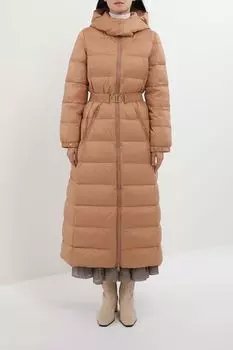 Пуховик с капюшоном и эластичным поясом TWINSET