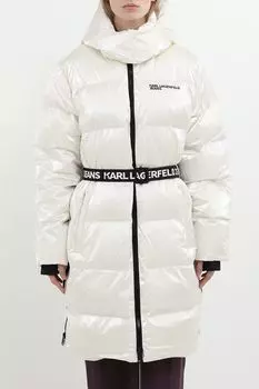 Пуховик удлиненный с капюшоном и поясом Karl Lagerfeld Jeans