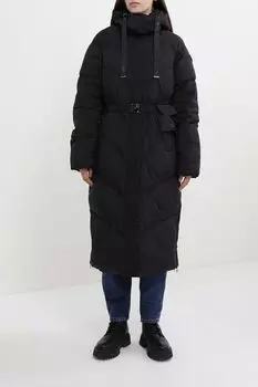 Пуховик удлиненный с капюшоном на поясе Desigual