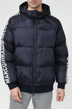 Пуховик утепленный с капюшоном и принтом на рукавах MARCO DI RADI