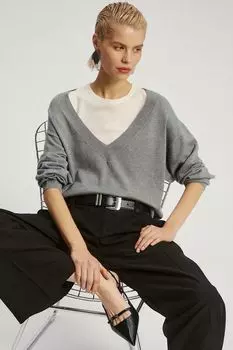 Пуловер c v-вырез однотонный Nume