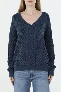 Пуловер хлопковый с V-вырезом текстурный Guess