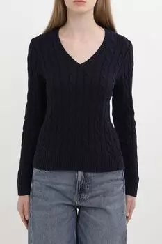 Пуловер хлопковый с v-вырезом текстурный Piombo