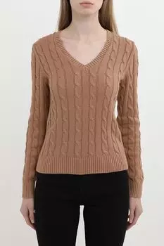 Пуловер хлопковый с v-вырезом текстурный Piombo