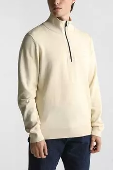 Пуловер хлопковый с воротником на молнии BOSS