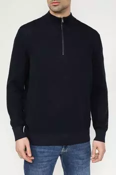 Пуловер хлопковый с воротником на молнии BOSS