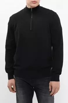 Пуловер хлопковый с воротником на молнии BOSS