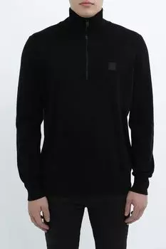Пуловер хлопковый с воротником на молнии BOSS