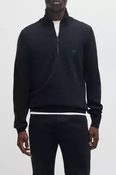 Пуловер хлопковый с воротником на молнии BOSS