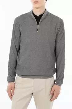 Пуловер хлопковый с воротником на молнии Bugatti
