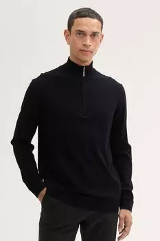 Пуловер хлопковый с воротником на молнии TOM TAILOR