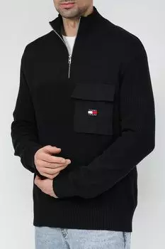 Пуловер хлопковый с воротником на молнии Tommy Jeans