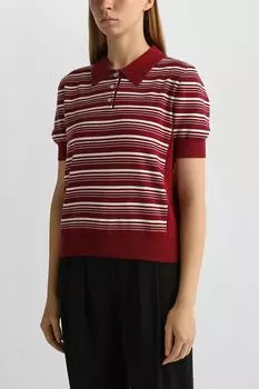 Пуловер хлопковый с воротником поло в полоску BELUCCI