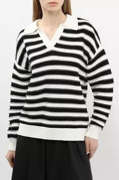 Пуловер хлопковый с воротником поло в полоску BELUCCI