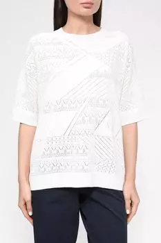 Пуловер с О-вырезом ажурной вязки Esprit Collection