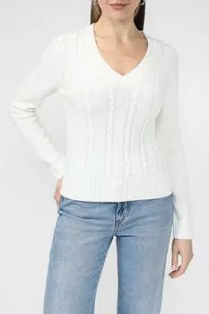 Пуловер с V-вырезом с узором косы BELUCCI