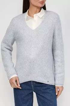Пуловер с V-вырезом в рубчик Cinque