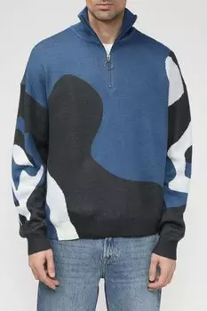 Пуловер с воротником на молнии и принтом COLORPLAY