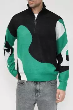 Пуловер с воротником на молнии и принтом COLORPLAY