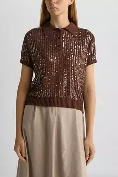 Пуловер с воротником поло с пайетками Rinascimento