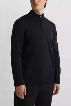 Пуловер шерстяной с воротником на молнии BOSS