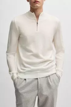 Пуловер шерстяной с воротником на молнии BOSS