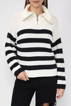 Пуловер в полоску с воротником на молнии Marc O'Polo