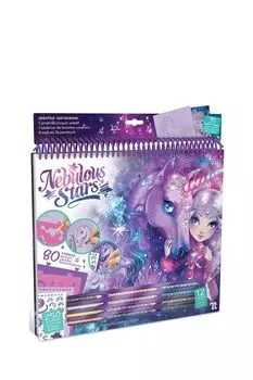 Раскраска из 35 скетч страниц, 12 карандашей, трафареты, наклейки Серия Space Nebulous Stars