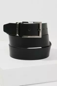 Ремень из черной кожи Bugatti