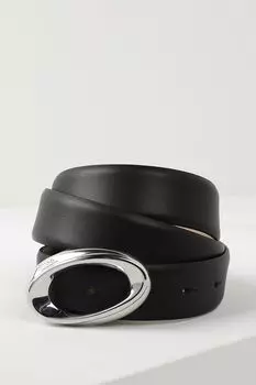 Ремень кожаный с овальной пряжкой HUGO