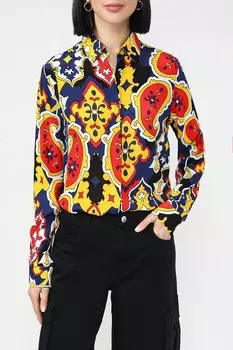 Рубашка атласная с принтом Piombo