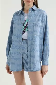 Рубашка джинсовая с принтом EMPORIO ARMANI