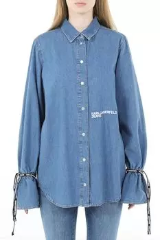 Рубашка джинсовая с пышными рукавами и логотипом Karl Lagerfeld Jeans