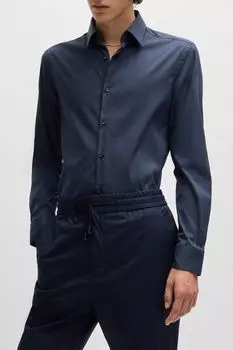 Рубашка хлопковая облегающего кроя HUGO