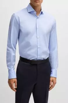 Рубашка хлопковая прямого кроя с двойными манжетами BOSS