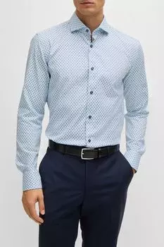 Рубашка хлопковая прямого кроя с принтом BOSS