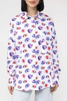 Рубашка хлопковая с цветочным принтом свободного кроя BELUCCI