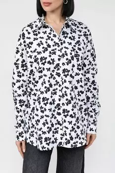 Рубашка хлопковая с цветочным принтом свободного кроя BELUCCI