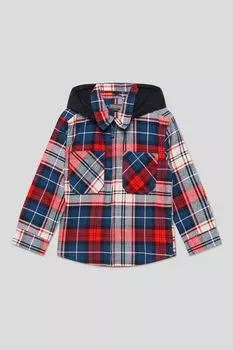 Рубашка хлопковая с капюшоном в клетку OVS