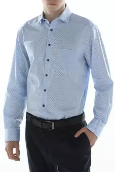 Рубашка хлопковая с карманом и мелким принтом Olymp