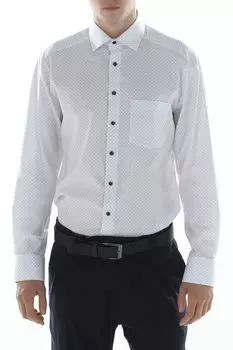 Рубашка хлопковая с карманом и мелким принтом Olymp