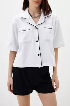 Рубашка хлопковая с коротким рукавом и карманами The Couture Club