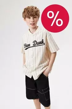 Рубашка хлопковая с коротким рукавом и принтом ACOOLA