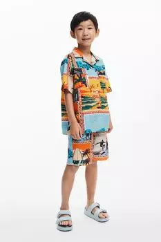 Рубашка хлопковая с коротким рукавом и принтом Desigual