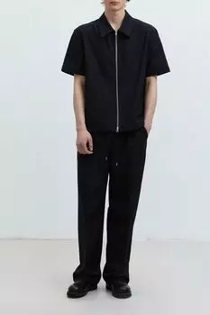 Рубашка хлопковая с коротким рукавом на молнии Dunst