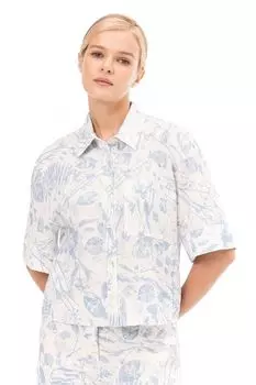 Рубашка хлопковая с коротким рукавом с принтом ALEXANDER BOGDANOV