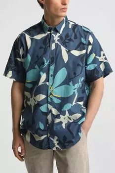 Рубашка хлопковая с коротким рукавом с принтом LERROS