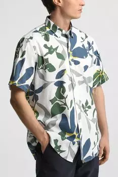 Рубашка хлопковая с коротким рукавом с принтом LERROS